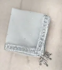 Net Silver Gota Lace Dupatta for Woman with Silver Beads.-thumb1