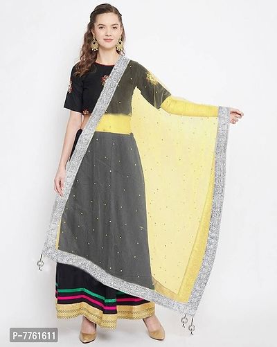 Net Silver Gota Lace Dupatta for Woman with Silver Beads.