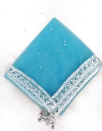 Net Silver Gota Lace Dupatta for Woman with Silver Beads.-thumb1