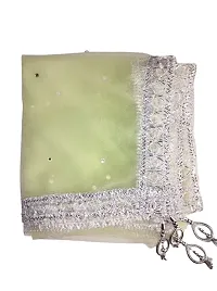 Net Silver Gota Lace Dupatta for Woman with Silver Beads.-thumb1