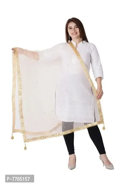 Net Golden Dupatta for Women Party Wear