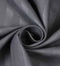 Roman Glace Cotton Satin Striped/Lining, Solid Plain Color, Bedsheet with Two Pillow Covers for Double Bed Queen Size for Home, Hotels, Guest House, Dark Grey-thumb1