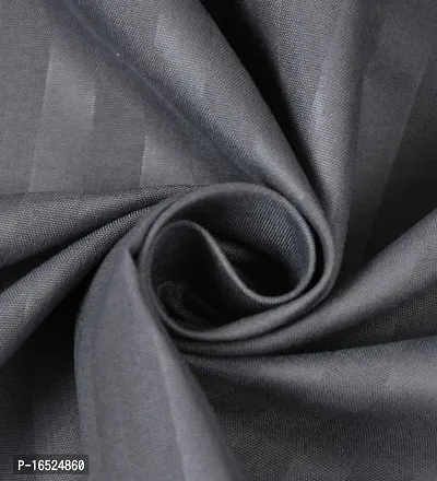 Roman Glace Cotton Satin Striped/Lining, Solid Plain Color, Bedsheet with Two Pillow Covers for Double Bed Queen Size for Home, Hotels, Guest House, Dark Grey-thumb2