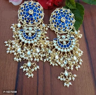 Golden Alloy Beads Studs Earrings For Women