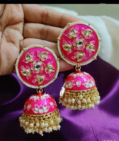 Alloy Beads Jhumkas Earrings For Women