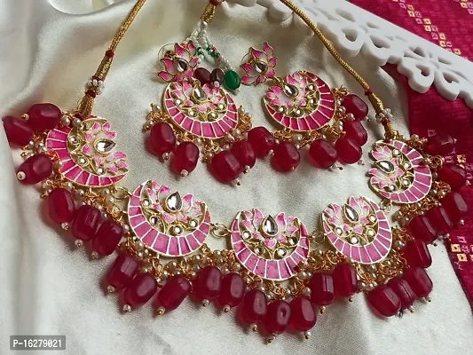 Stylish Pink Alloy Beads Jewellery Set For Women