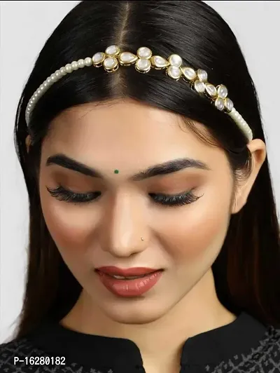 Kundan Studded Gold Hair Band Hair Accessory for Girls and Women