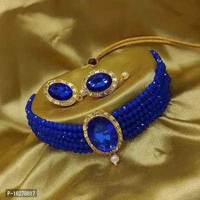 Stylish Blue Alloy Beads Jewellery Set For Women-thumb0