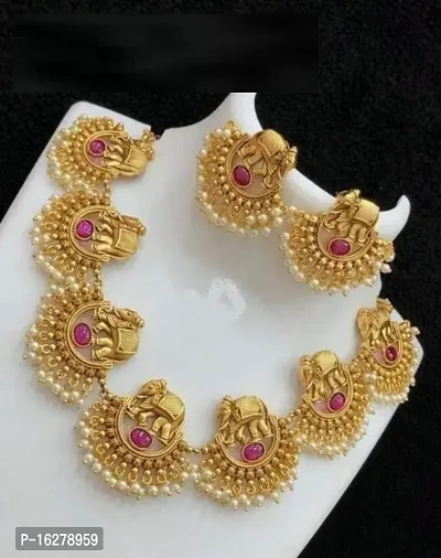 Stylish Golden Copper Beads Jewellery Set For Women