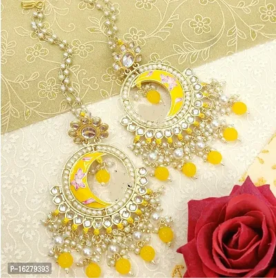 Golden Alloy Beads Studs Earrings For Women