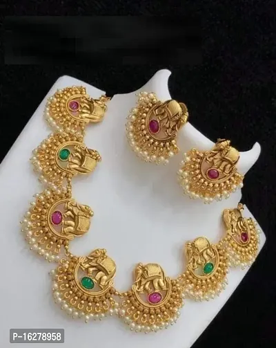 Stylish Golden Copper Beads Jewellery Set For Women-thumb0