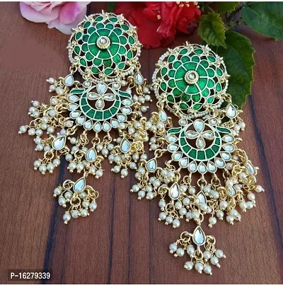Golden Alloy Beads Studs Earrings For Women