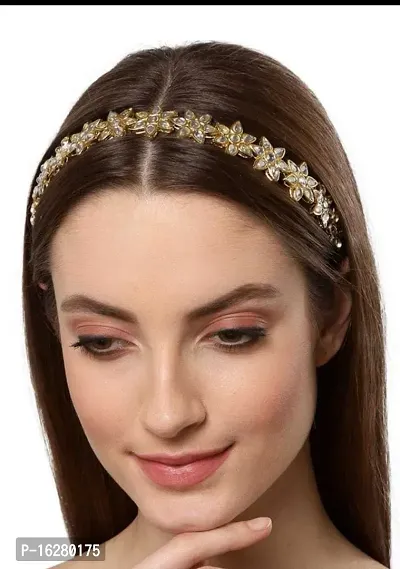 Kundan Studded Gold Hair Band Hair Accessory for Girls and Women-thumb0