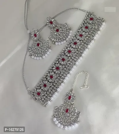 Stylish Silver Silver Beads Jewellery Set For Women-thumb0