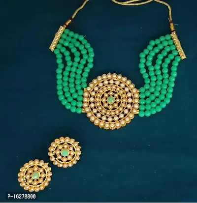 Stylish Green Alloy Beads Jewellery Set For Women-thumb0