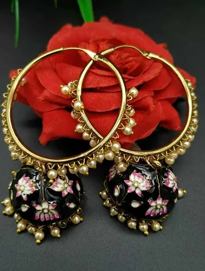 Elegant Alloy Pearl Jhumka Earrings