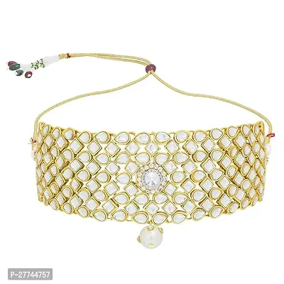 Kundan Choker Necklace with Maang Tikka Wedding Bridal Jewellery Sets for Women and Girls-thumb4