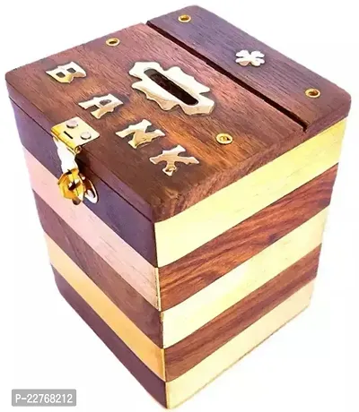 Classic Handcraft Wooden Money Bank, Coin Holder, Piggy Bank For Kids