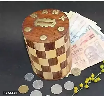 Classic Handcraft Wooden Money Bank, Coin Holder, Piggy Bank For Kids