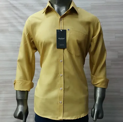 Reliable Blend Solid Long Sleeves Casual Shirt For Men