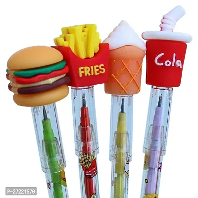 Fast Food Colourful Pencils for Boys and Girls with Fancy Tops- pack of 4-thumb0
