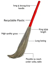 Grass Broom Stick I Long Lasting I Eco-Friendly I Plastic Handle I Jumbo Size I King Size I Quality Broom for All Type of Floors Cleaning-1 Pack-thumb2