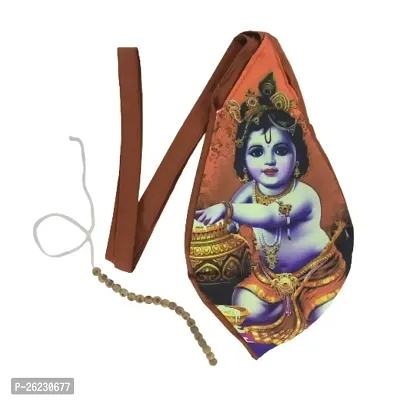 MAYAPURI Bal Krishna(Gopal) Printed Chanting Bag/Beads Bag/Gomukhi Japa Bag with Sakshi Mala-thumb0