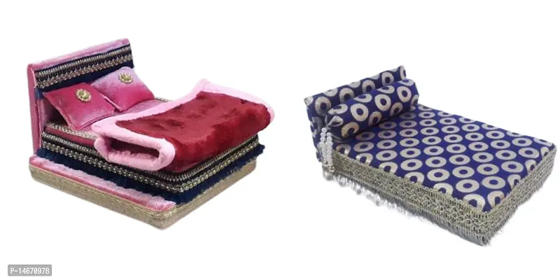 Classic Silk Thakur Ji Singhasan Silk All Purpose Chowki Pack Of Two