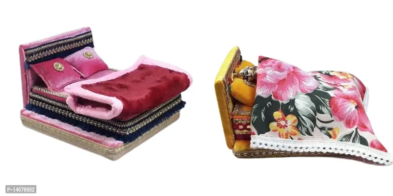 Classic Silk Thakur Ji Singhasan Silk All Purpose Chowki Pack Of Two