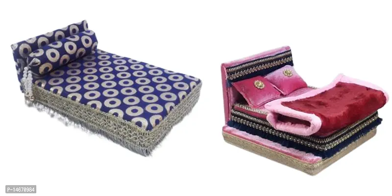 Classic Silk Thakur Ji Singhasan Silk All Purpose Chowki Pack Of Two