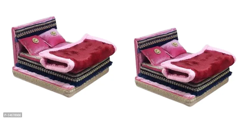 Classic Silk Thakur Ji Singhasan Silk All Purpose Chowki Pack Of Two