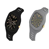 KIMY Square Multi DIAL Analog Silicon Strap ADDI Stylish Designer Analog Watch for Man  Boys Combo pack of 2 watch-thumb2