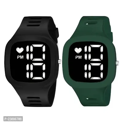 KIMY Kids Waterproof Sports Square Combo Watch for Boys  Baby Girls - Fashion Digital Watch with LED Display - Pack of 2 watches-thumb0