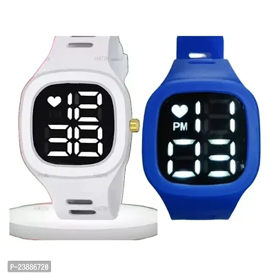 KIMY Kids Waterproof Sports Square Combo Watch for Boys  Baby Girls - Fashion Digital Watch with LED Display - Pack of 2 watches