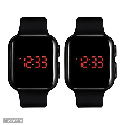 KIMY Kids Waterproof Sports Square Combo Watch for Boys  Baby Girls - Fashion Digital Watch with LED Display - Pack of 2 watches