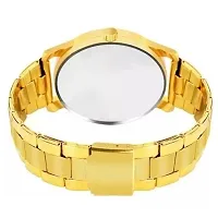 Elegant White Round Dial Gold Stainless Steel Chain Analog Wristwatch for Men and Boys Combo (Pack of 2 watches)-thumb3