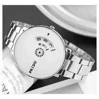 Elegant White Round Dial Gold Stainless Steel Chain Analog Wristwatch for Men and Boys Combo (Pack of 2 watches)-thumb4