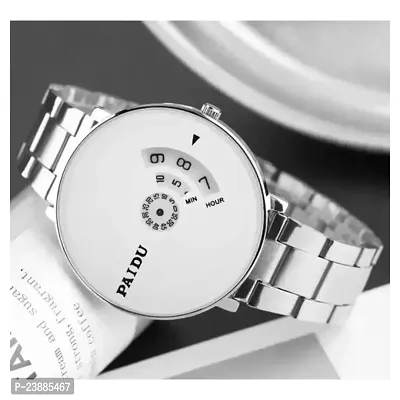 Elegant White Round Dial Gold Stainless Steel Chain Analog Wristwatch for Men and Boys Combo (Pack of 2 watches)-thumb5