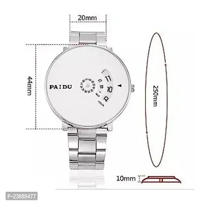Elegant White Round Dial Gold Stainless Steel Chain Analog Wristwatch for Men and Boys Combo (Pack of 2 watches)-thumb3