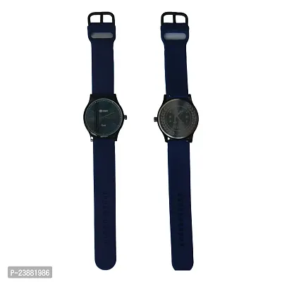 Analog watches in a classic design, perfect for Boys and men, have a round steel face and a silicane strap.-thumb0