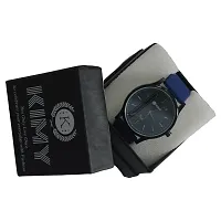 Analog watches in a classic design, perfect for Boys and men, have a round steel face and a silicane strap.-thumb3