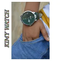 Analog watches in a Classic design, perfect for Boys and men, have a round steel face and a synthetic Leather Strap-thumb1