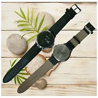 Analog watches in a Classic design, perfect for Boys and men, have a round steel face and a synthetic Leather Strap-thumb4