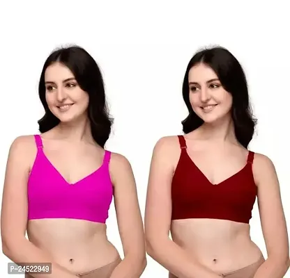 Stylish Cotton Solid Bras For Women- Pack Of 2