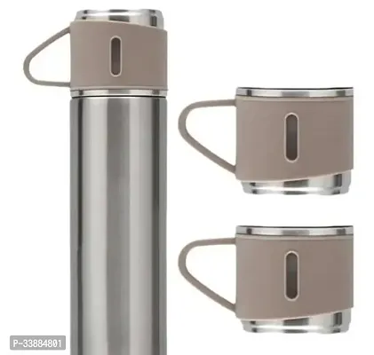 Stainless Steel Vacuum Flask Set with 3 Steel Cups-thumb2