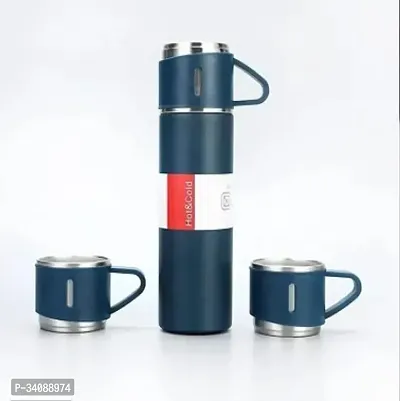 Latest Steel Vacuum Flask Set with 3 Steel Cups Combo