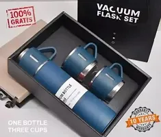 Latest Steel Vacuum Flask Set with 3 Steel Cups Combo-thumb1