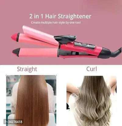 2 in 1 Professional Hair Straightener Curler  (Pink)-thumb0