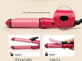 2 in 1 Professional Hair Straightener Curler  (Pink)-thumb1