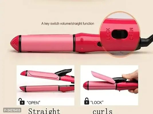 2 in 1 Professional Hair Straightener Curler  (Pink)-thumb2